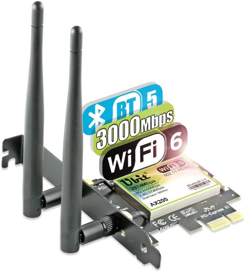 Avis - Ubit Carte Réseau PCI-E AX WiFi 6 sans Fil 2974 Mbps
