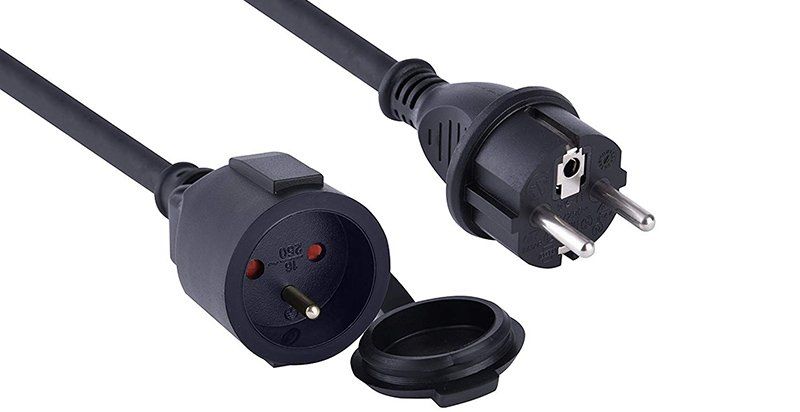 Electraline 200123 Prolongateur jardin avec clapet étanche 16 A 5 m Noir - Section 3G2,5 mm²