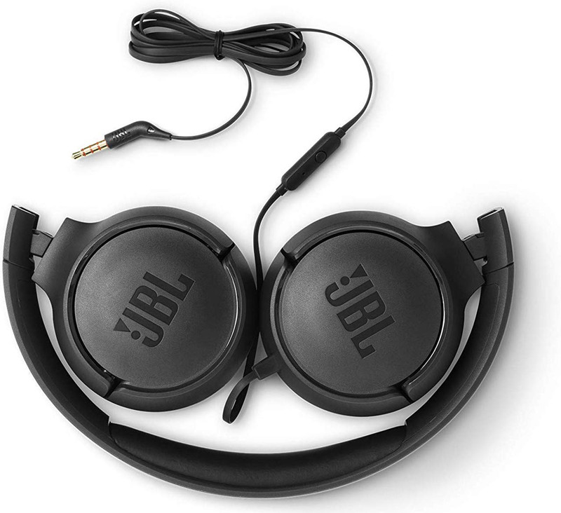 JBL Tune500 Microphone intégré Avec commande mains libres Écouteurs confortables Léger et pliable Casque supra-auriculaire avec fil Noir 