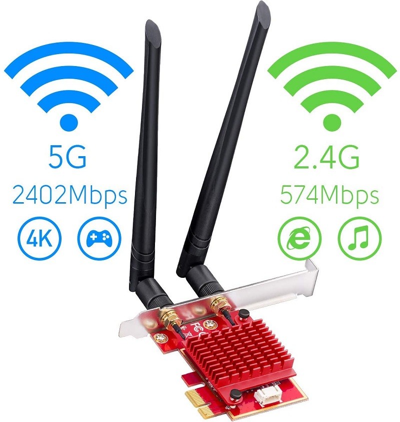 Test - Avis - Cudy WE3000S AX3000 Carte WiFi 6 PCIe pour PC, Bluetooth 5.0 PCIe, 2402Mbps + 574Mbps, AX200, OFDMA, Compatible Bluetooth