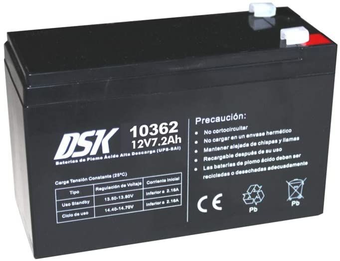 Test - DSK 10362 – Batterie Plomb Haute décharge pour ups-sai 12 V 7.2 AH, Noir