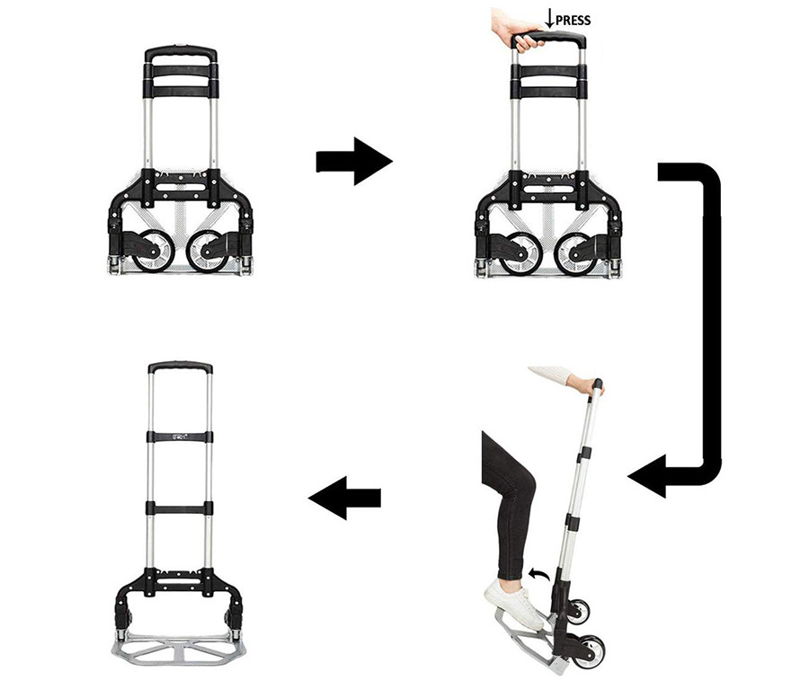 Test DYD Diable Pliable de Transport en aluminium, Chariot Diable de Transport en Levier Réglable Diable de Manutention