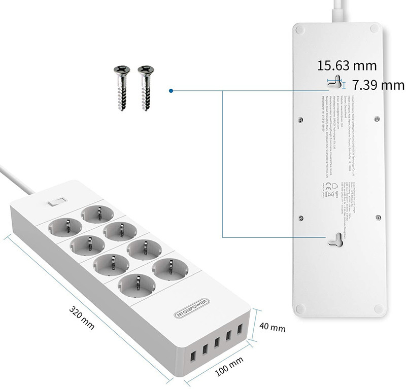 Test NTONPOWER Multiprise USB, Parafoudre Protection à 8 Prises