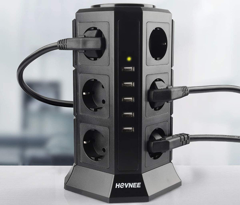 test HOVNEE Tour Multiprise Multi Prises Électriques avec 12 Prises 5 Ports USB